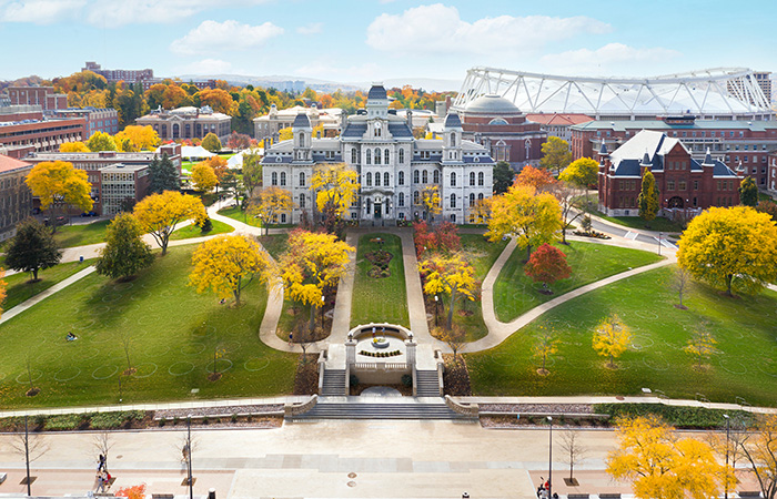 Aerial view of Syracuse University campus