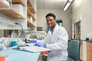 Student working in a lab